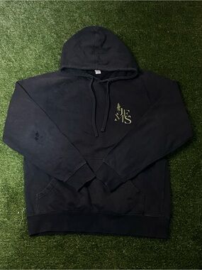Black Pullover Hoodie with Small Chest Logo - Unbranded